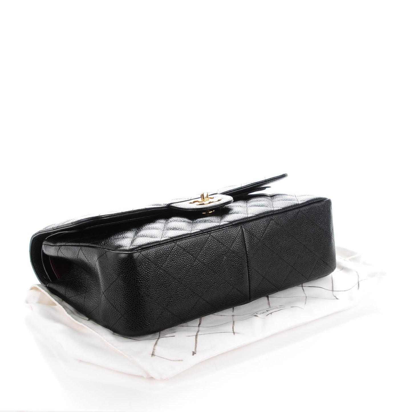 Caviar Quilted Jumbo Double Flap Black