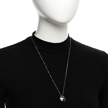 Cartier 18K Pink Gold Diamond Malachite SM Amulette de Cartier Pendant Necklace 2 of 5