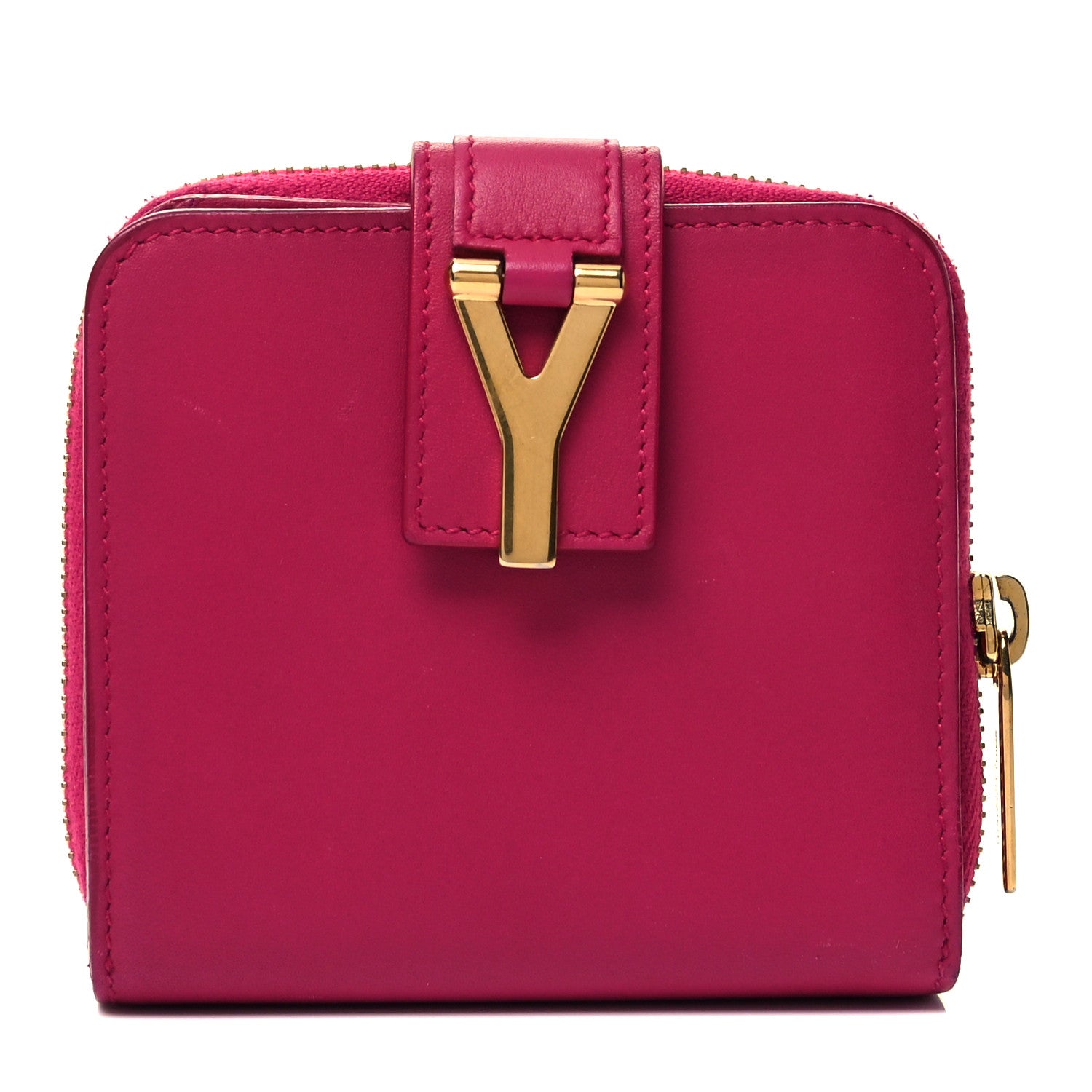 Saint Laurent Calfskin Y Line ChYc Compact Wallet Fuchsia 1 of 9