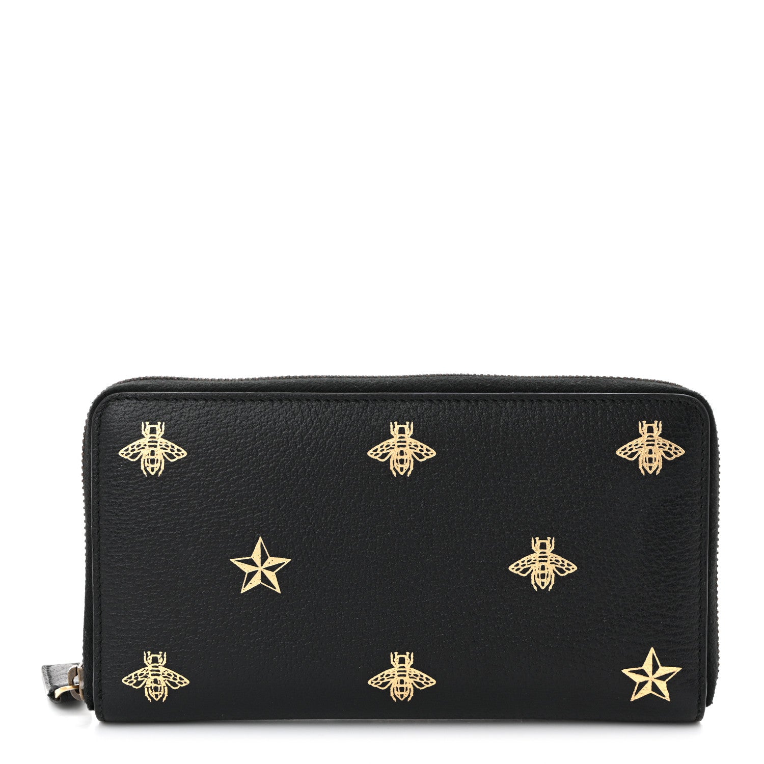 Gucci Dollar Calfskin Bee Star Zip Around Wallet Black 1 of 9
