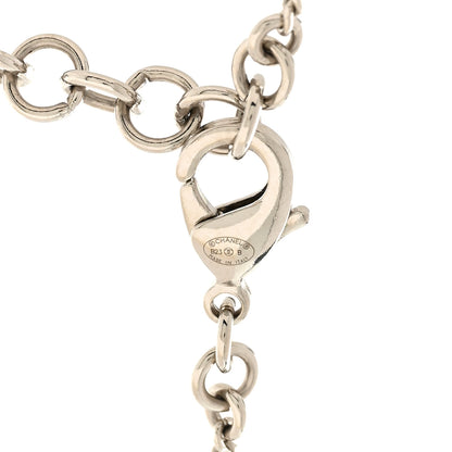 Chanel Crystal Pearl CC Heart Long Necklace Silver 5 of 5