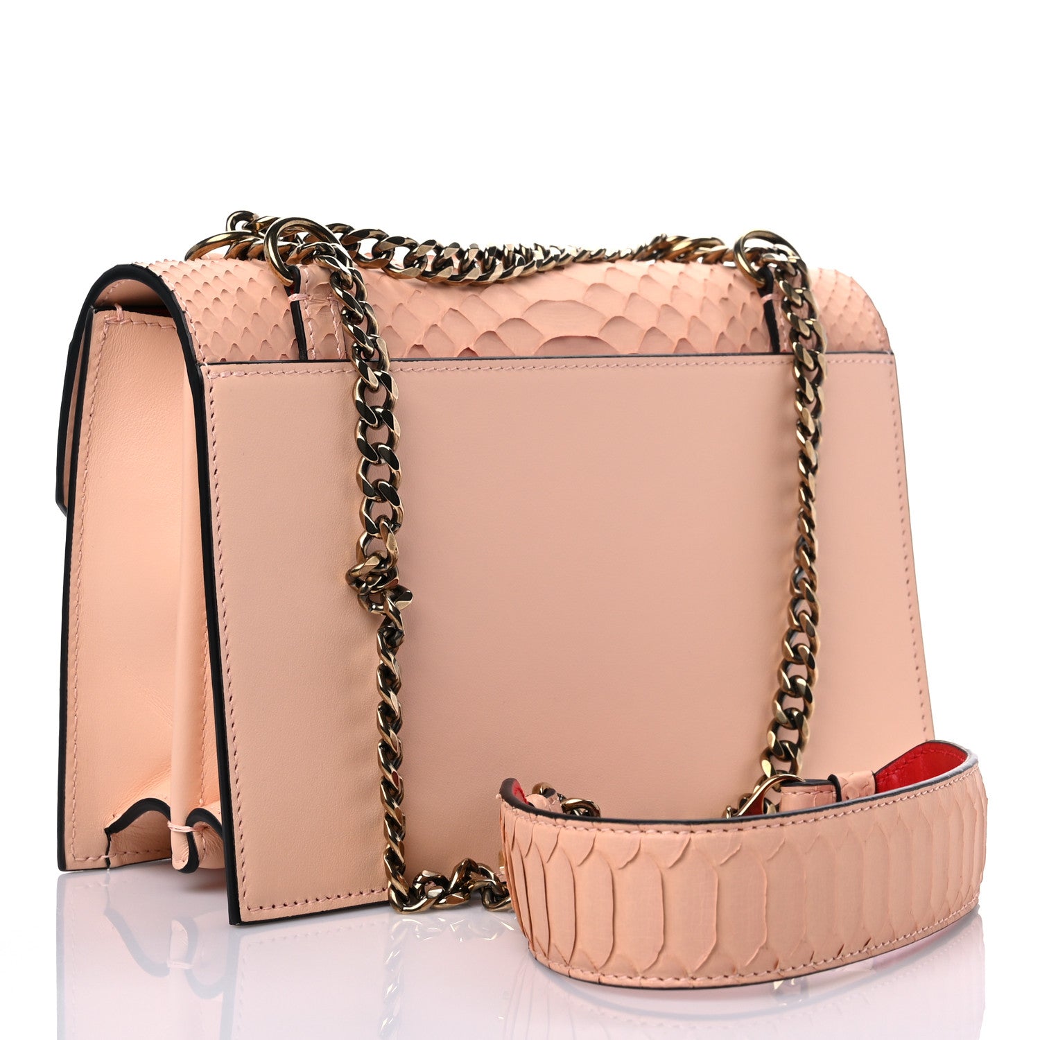 Christian Louboutin Calfskin Snakeskin Embossed Small Elisa Shoulder Bag Antoinette 2 of 10