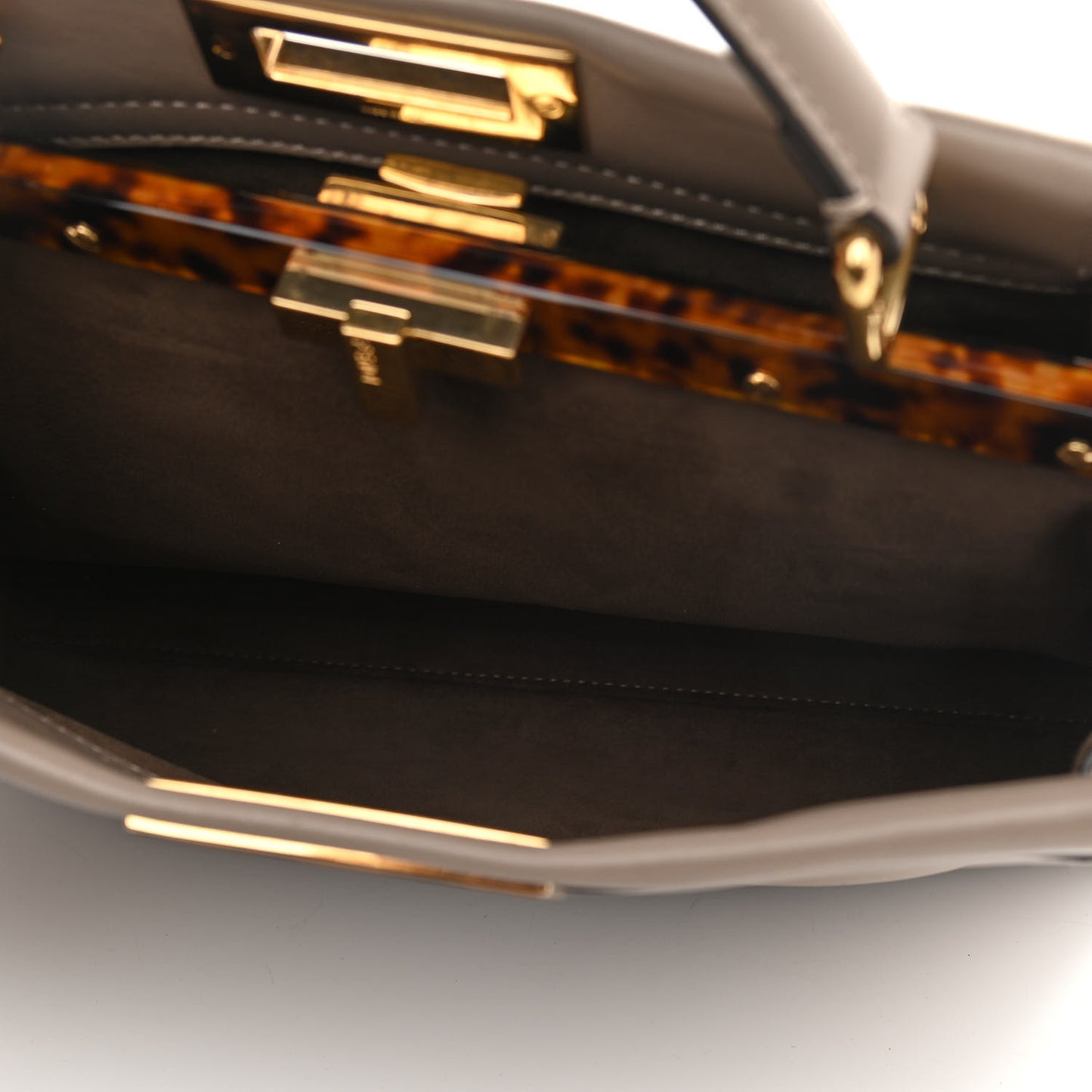 Vitello Seta Plexiglass Tortoise Medium Peekaboo Iconic Satchel Tortora