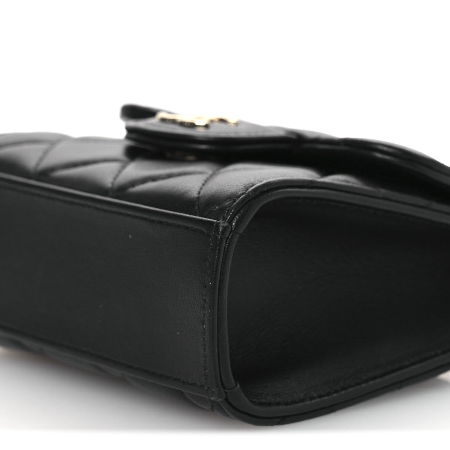 Chanel Lambskin Quilted Top Handle Flap Clutch With Chain Black 10 of 11