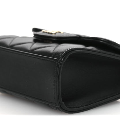Chanel Lambskin Quilted Top Handle Flap Clutch With Chain Black 10 of 11