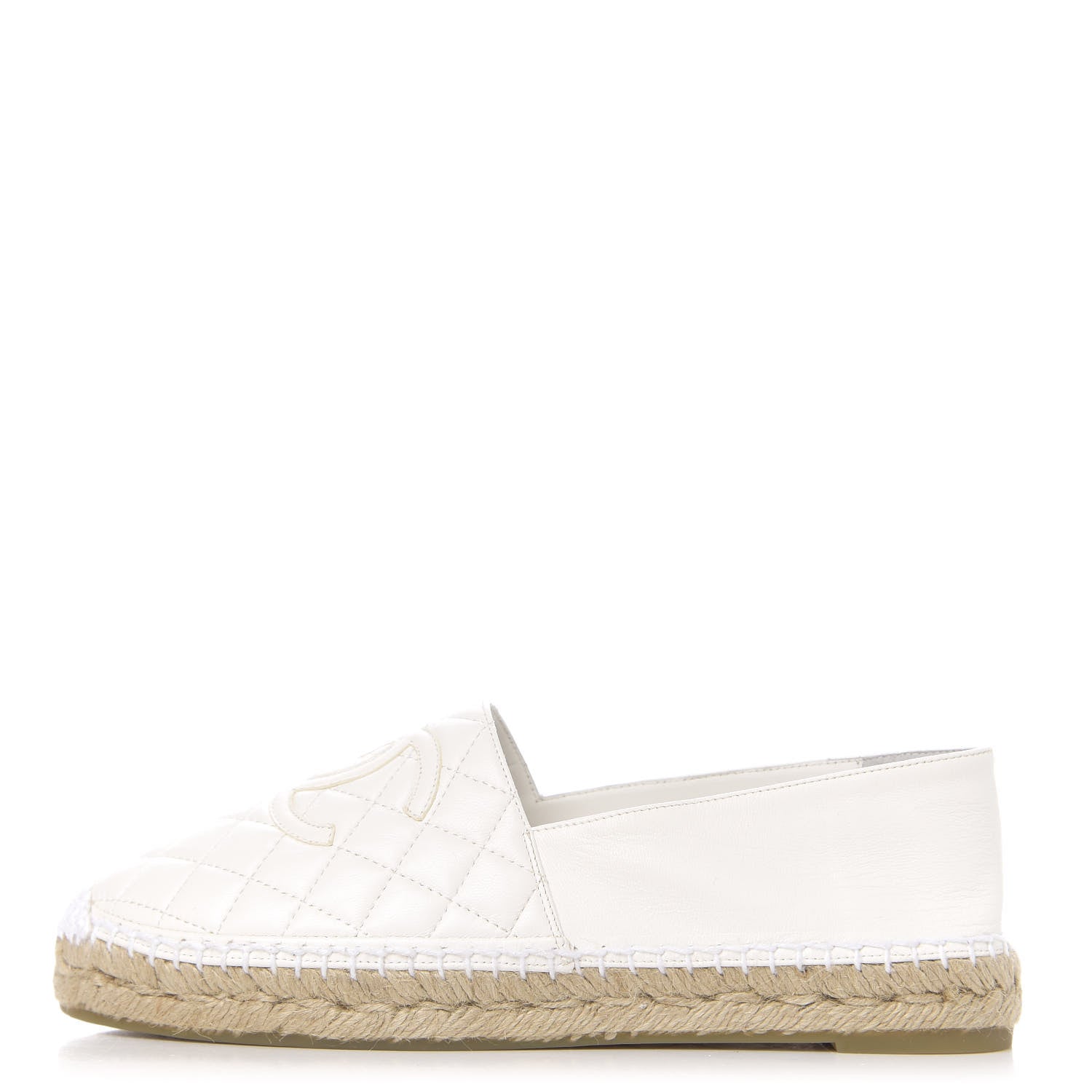 Chanel Lambskin Quilted CC Espadrilles 39 White 1 of 11