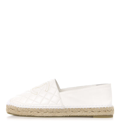 Chanel Lambskin Quilted CC Espadrilles 39 White 1 of 11