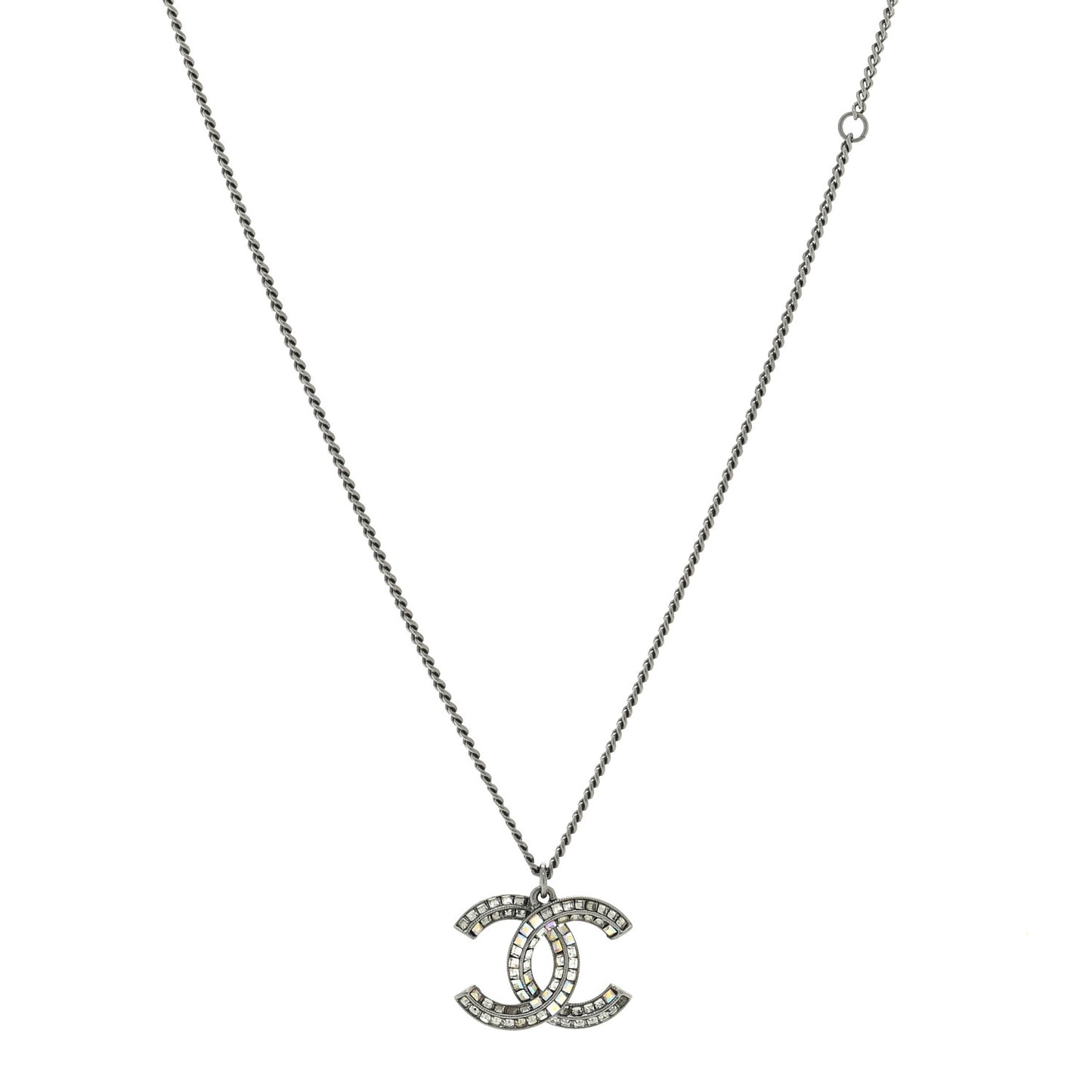 Baguette Crystal CC Necklace Silver