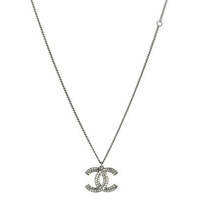 Chanel Baguette Crystal CC Necklace Silver 1 of 4