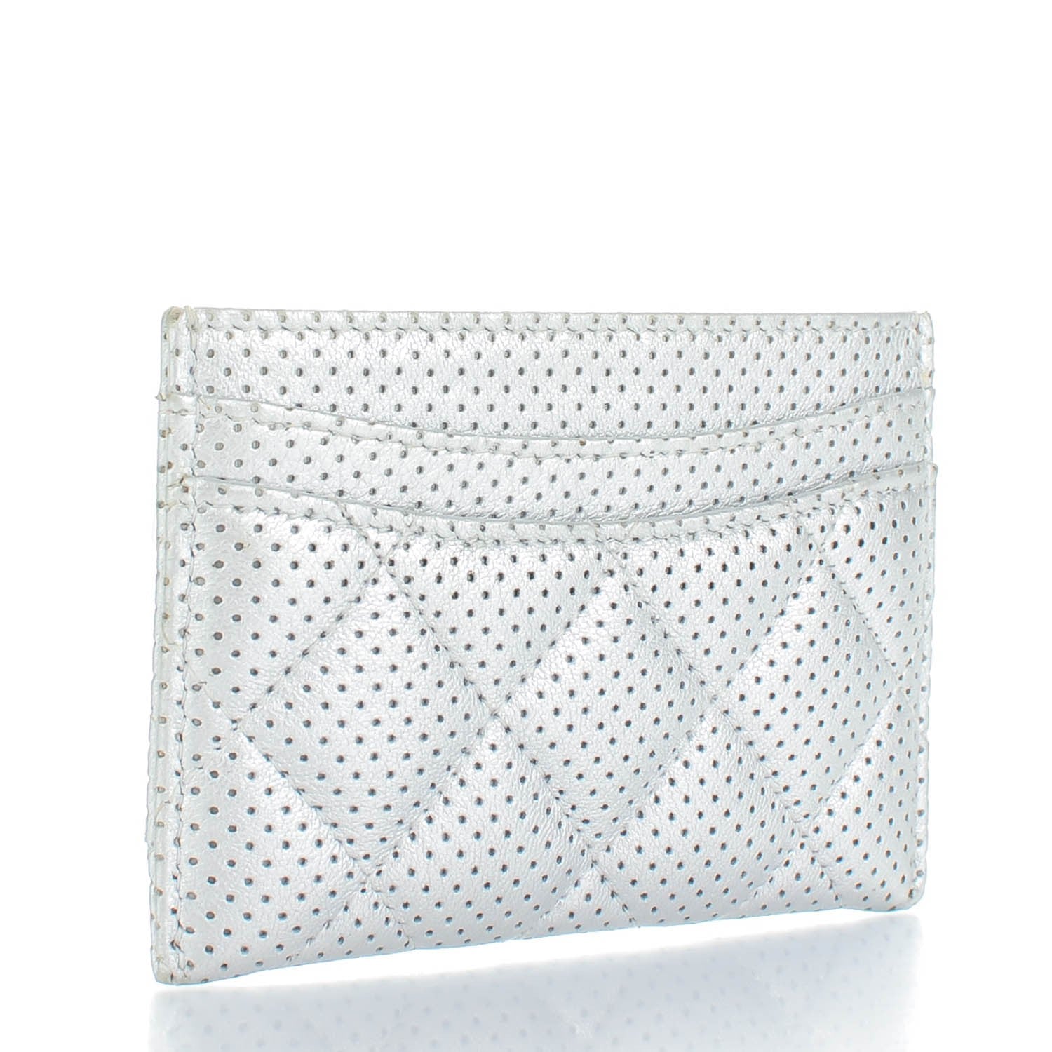 Chanel Perforated Lambskin Quilted Card Holder Light Silver 3 of 8
