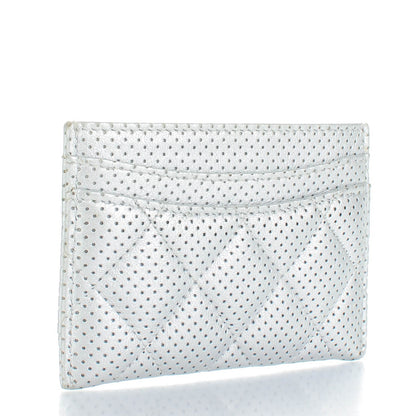 Chanel Perforated Lambskin Quilted Card Holder Light Silver 3 of 8