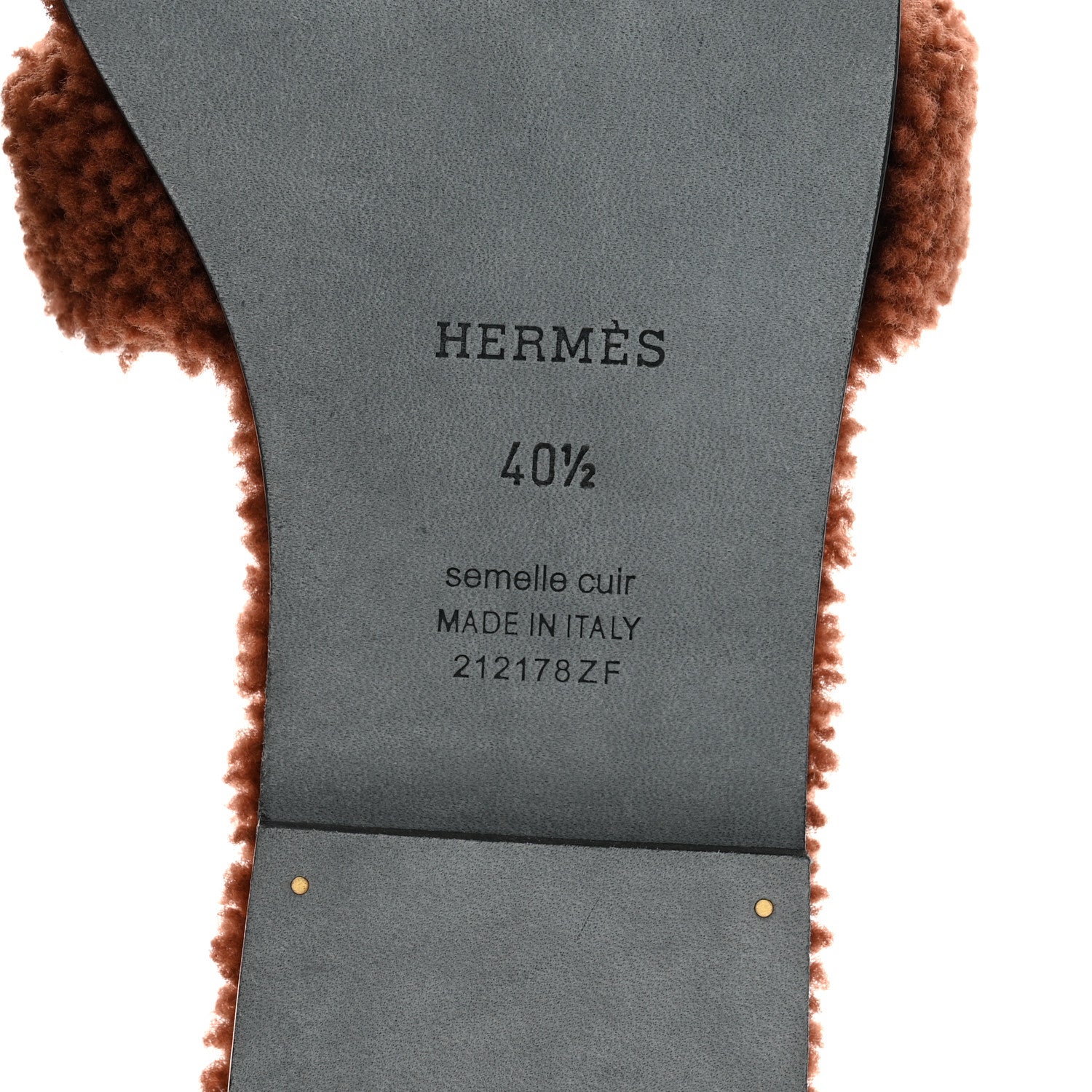 Hermes Woolskin Oran Sandals 40.5 Cognac 6 of 8