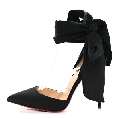 Christian Louboutin Satin Douce Du Desert 100 Heels 38.5 Black 1 of 7