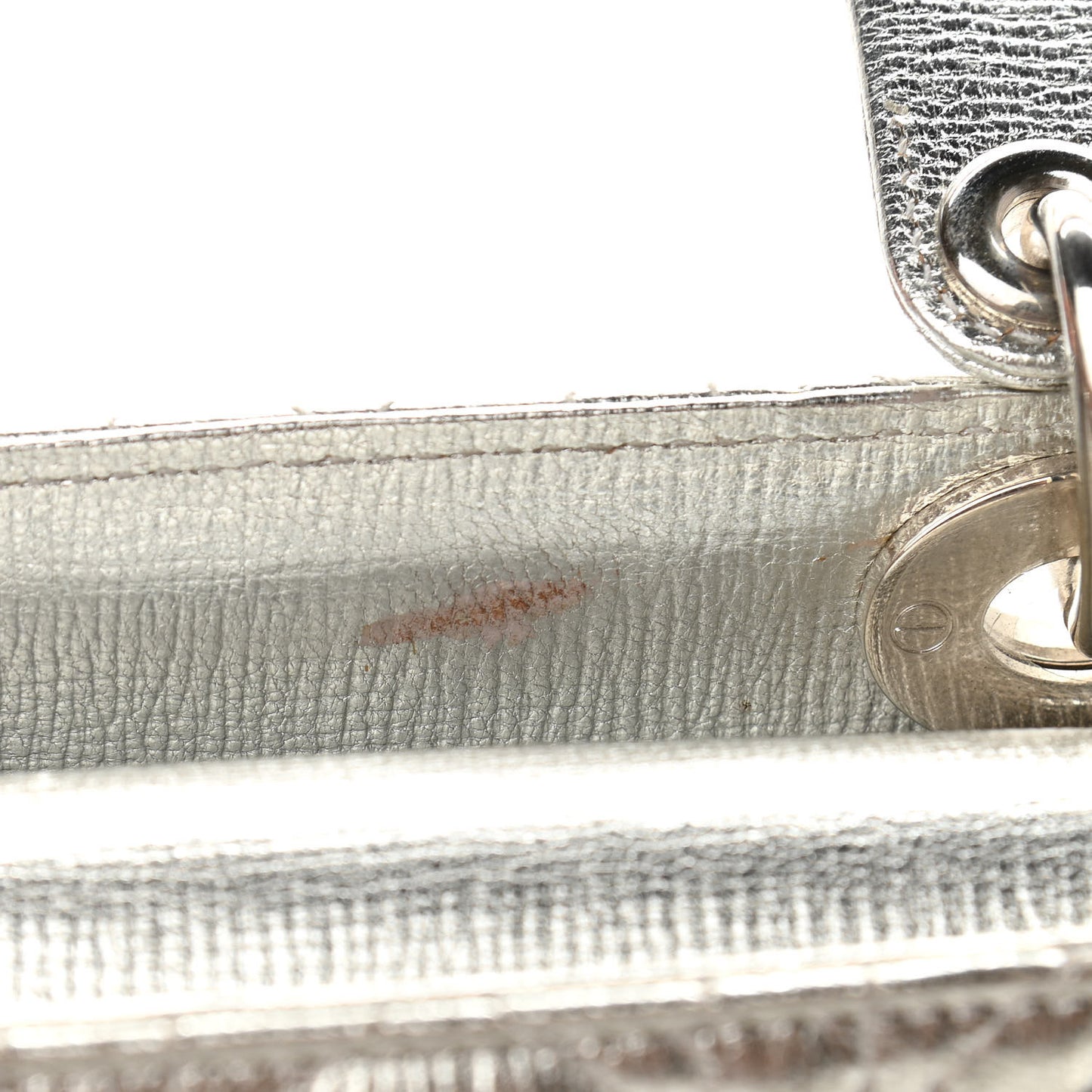 Metallic Grained Calfskin Cannage Small Lucky Badges My Lady Dior Silver