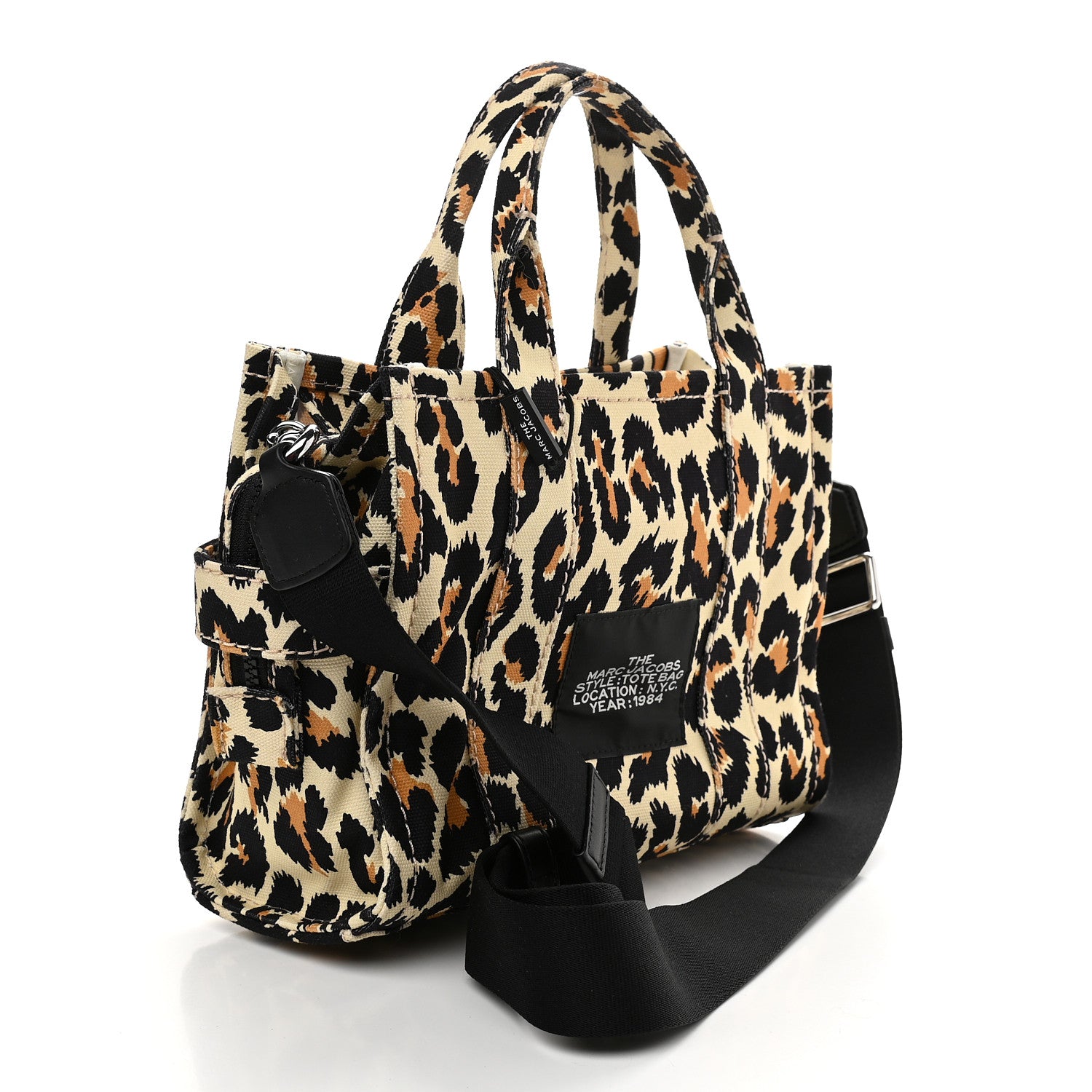 Marc Jacobs Cotton Canvas Leopard Print Mini The Traveler Tote Bag 3 of 9