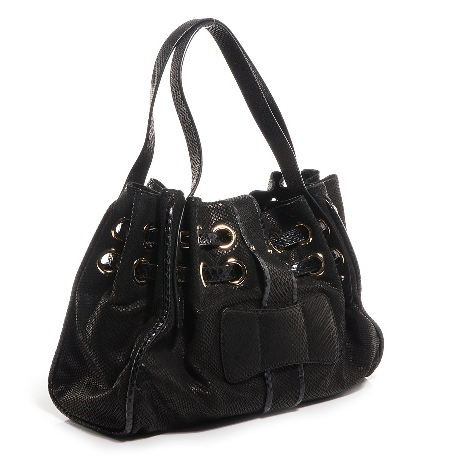 Jimmy Choo Snake Embossed Leather Ramona Black 3 of 9