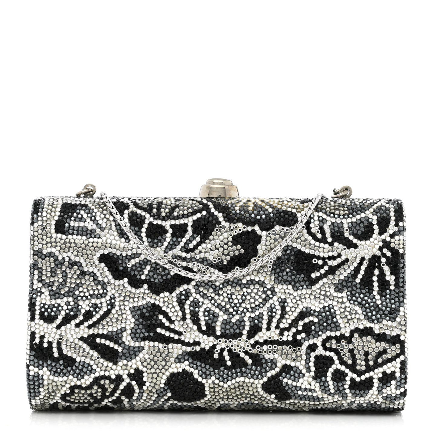 Swarovski Crystal Minaudiere Clutch Silver Multicolor