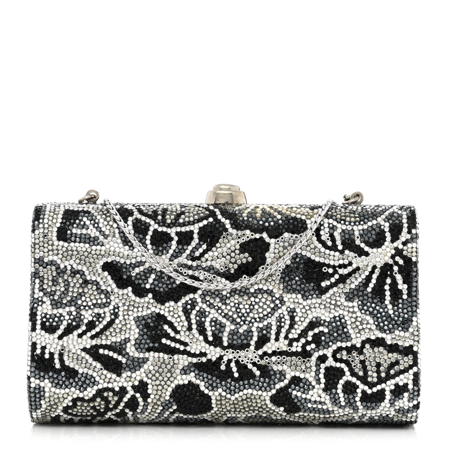 Judith Leiber Swarovski Crystal Minaudiere Clutch Silver Multicolor 1 of 12