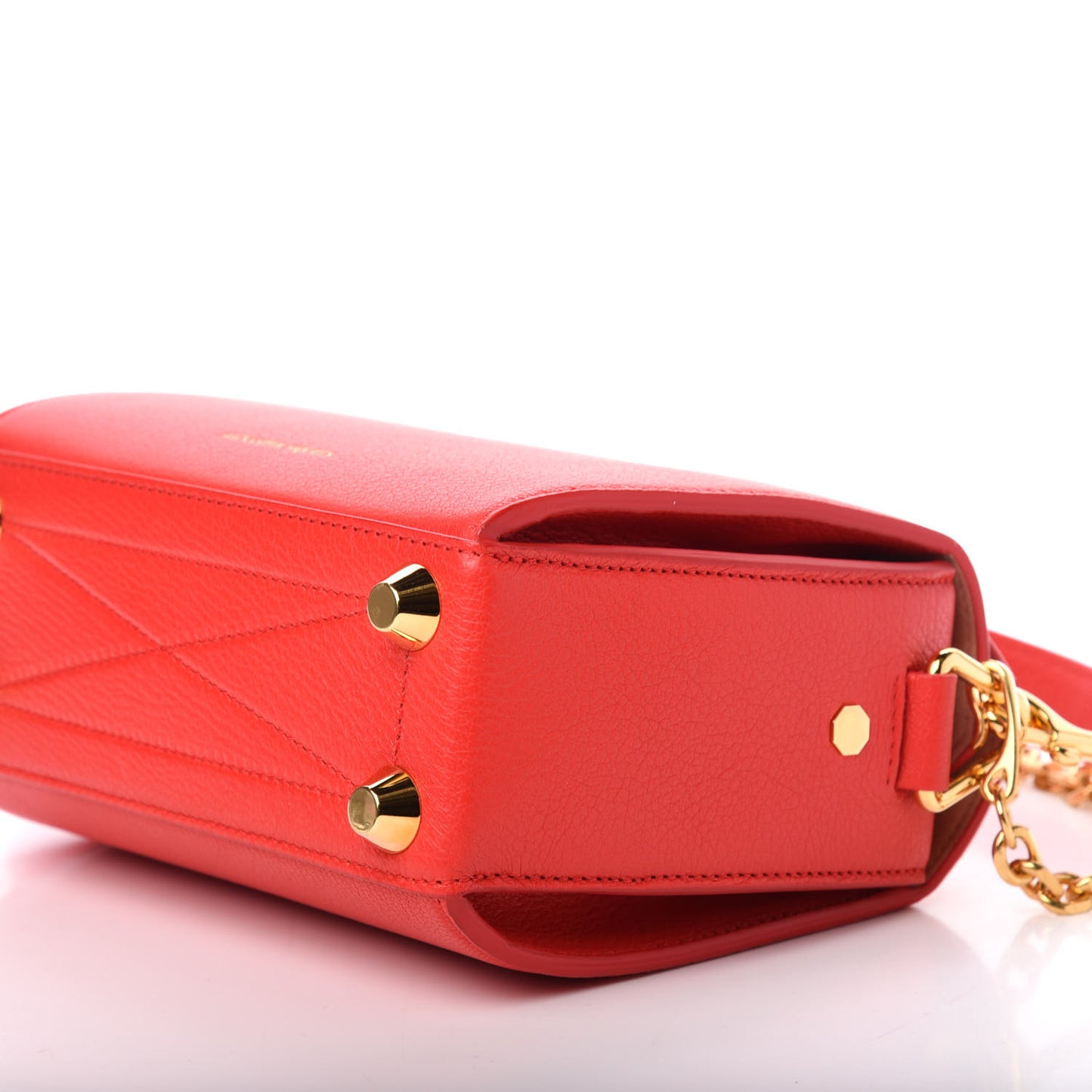 Silky Amish Grain Calfskin Box Shoulder Bag 19 Red
