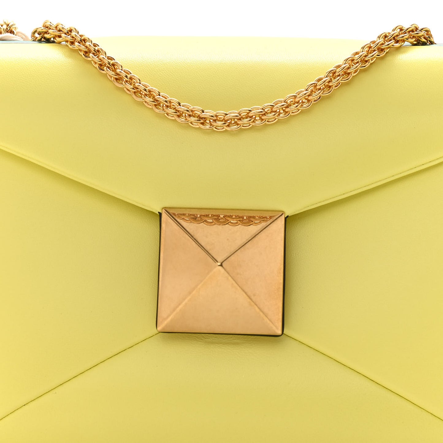 Nappa One Stud Chain Clutch Pale Yellow
