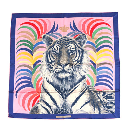 Hermes Silk Tigre Royal Double Face Scarf 90 Rose Bleu Multicolor 1 of 5