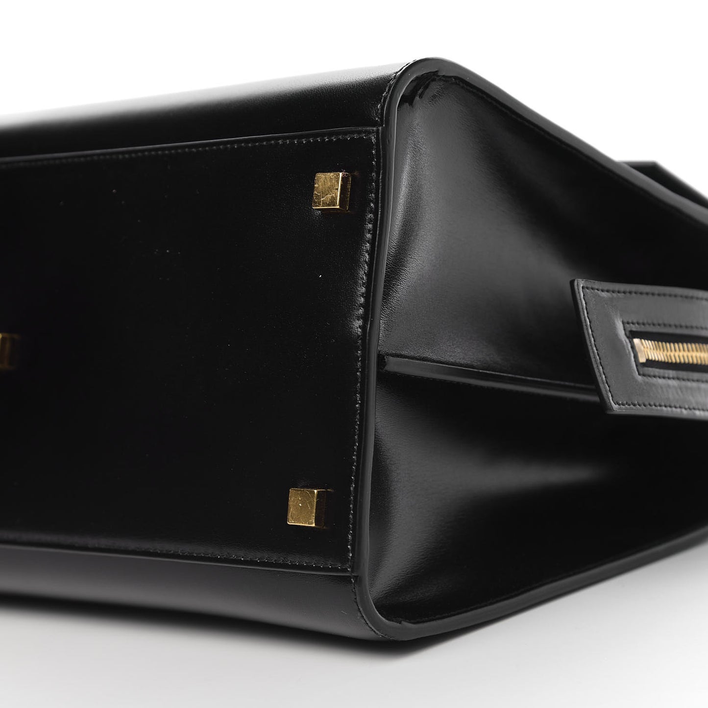 Shiny Calfskin Medium Uptown Tote Black