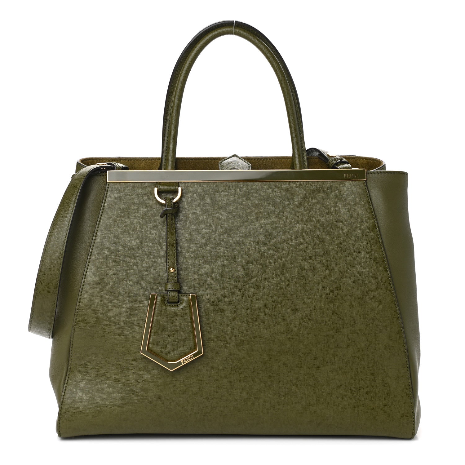 Fendi Vitello Elite Flamingo Regular 2Jours Tote Oliva 1 of 9