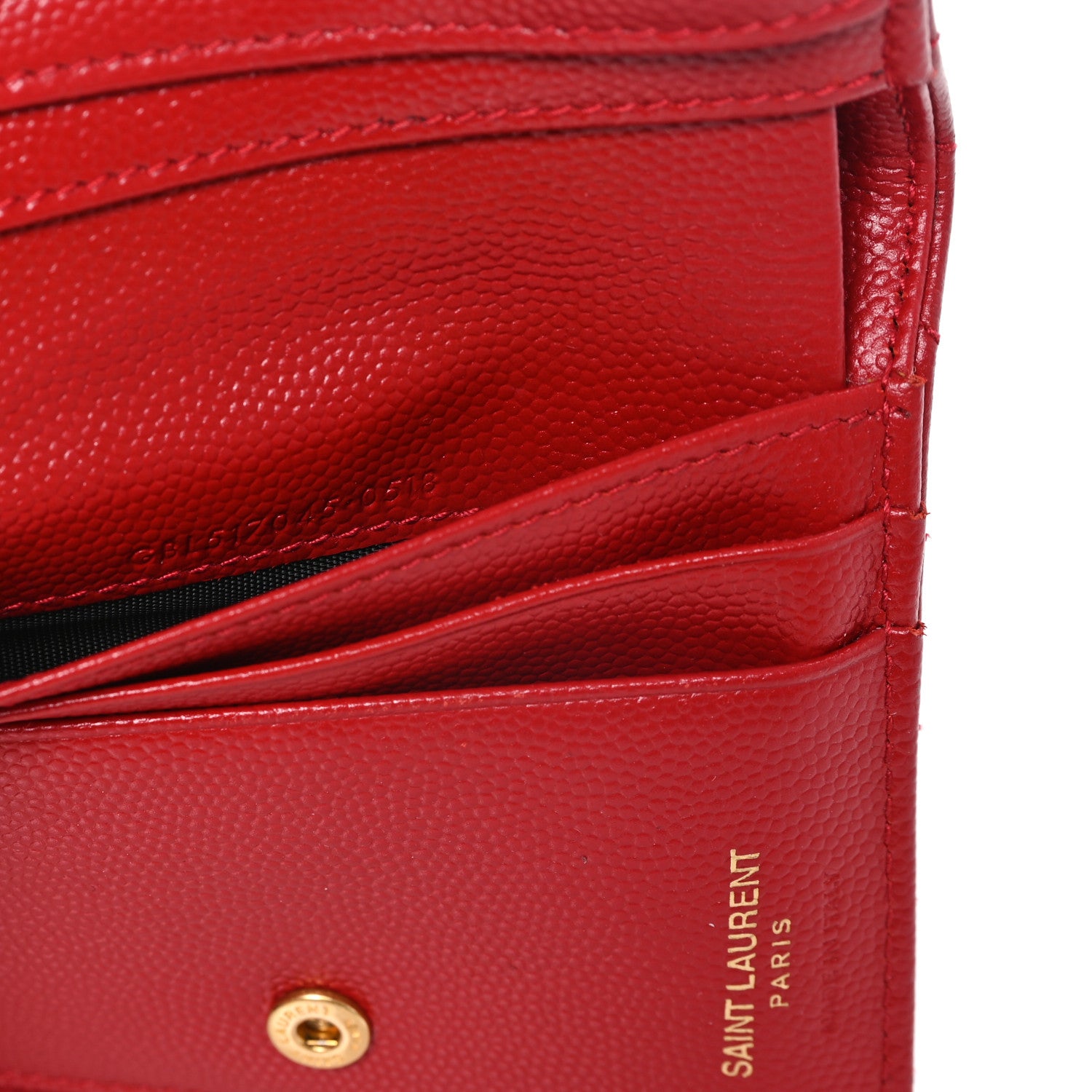 Saint Laurent Grain De Poudre Matelasse Chevron Monogram Zipped Card Case Rouge Eros 7 of 9