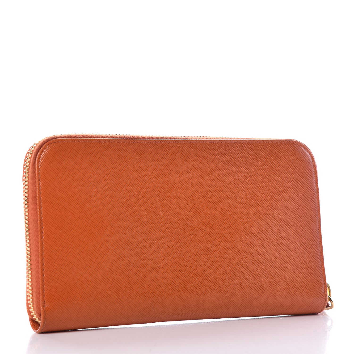 Prada Saffiano Metal Zip Around Wallet Papaya 3 of 10