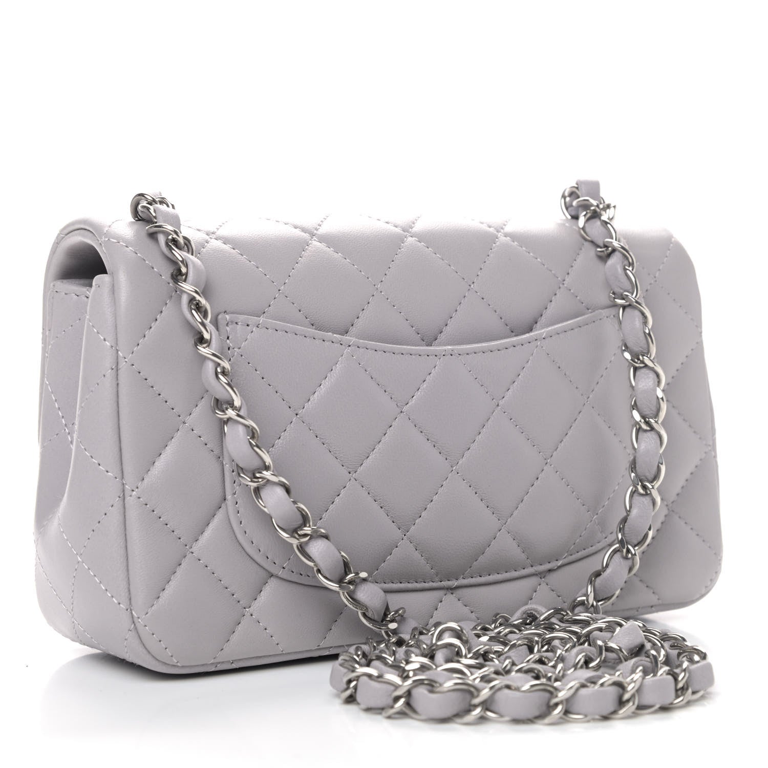Chanel Lambskin Quilted Mini Rectangular Flap Grey 2 of 4