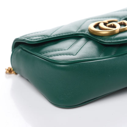 Gucci Calfskin Matelasse Super Mini GG Marmont Shoulder Bag Emerald Green 8 of 10