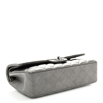 Chanel Metallic Calfskin Quilted Medium Double Flap Ruthenium 4 of 12