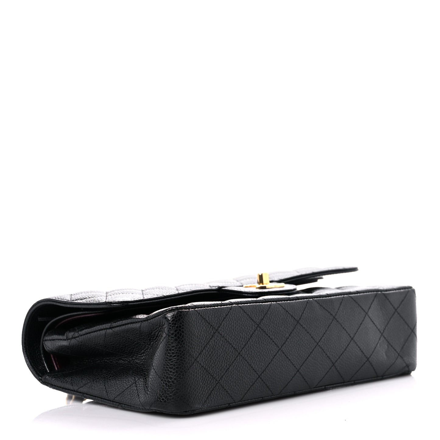 Caviar Quilted Medium Double Flap Black