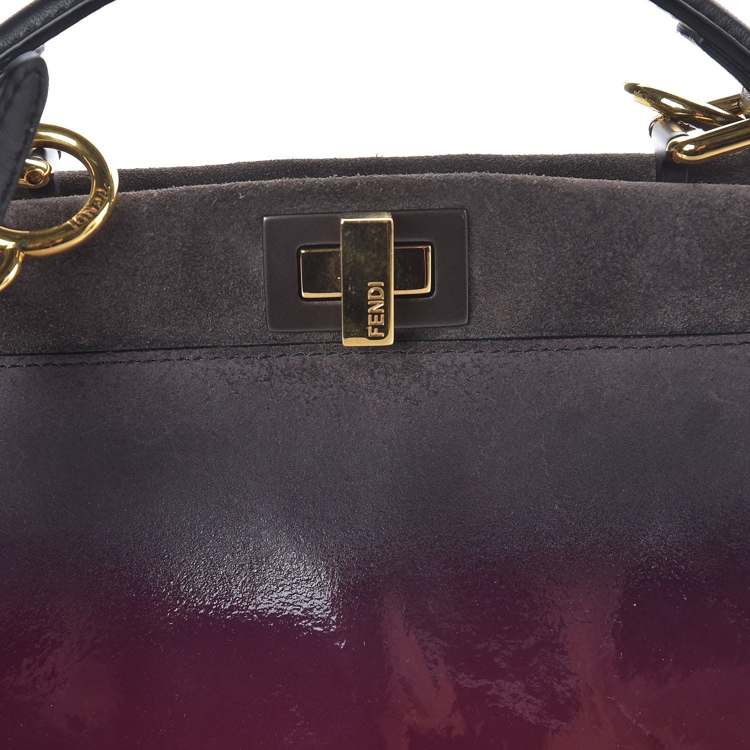 Fendi Suede Patent Calfskin Ombre Mini Peekaboo Iconic Satchel Magenta 8 of 10