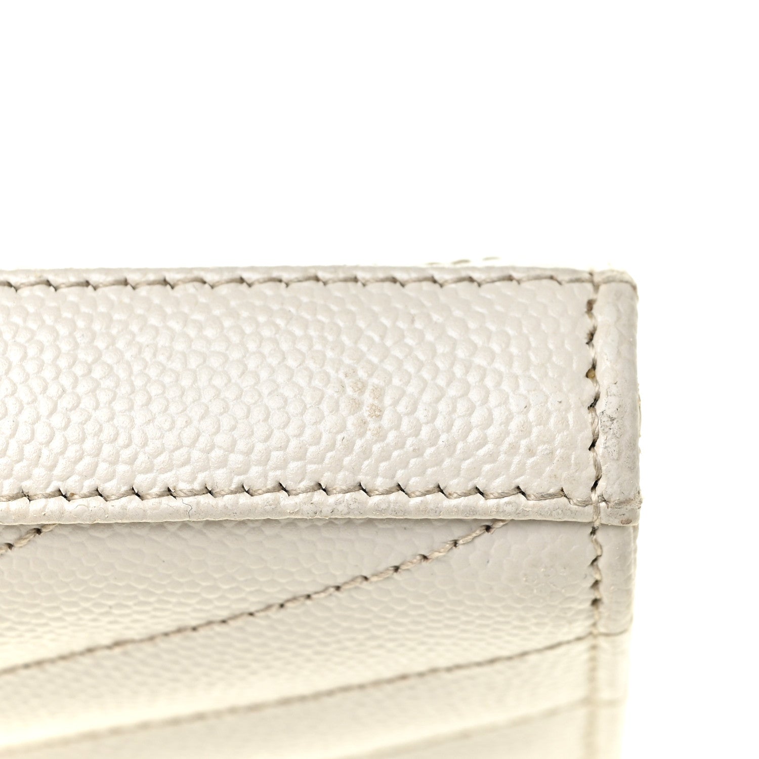 Saint Laurent Grain De Poudre Matelasse Chevron Monogram Chain Wallet Icy White 18 of 19