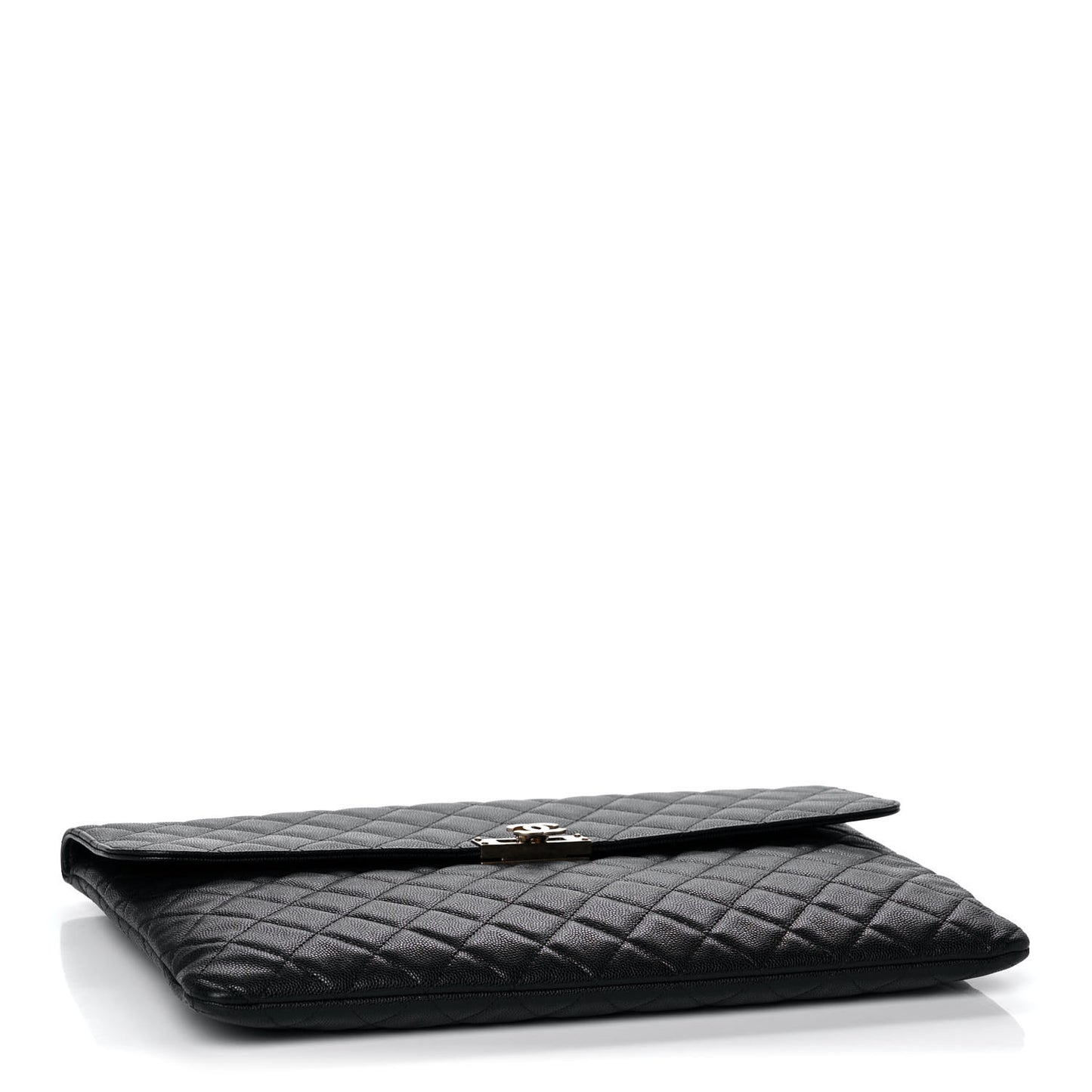 Caviar Quilted Large Golden Class Pouch Black