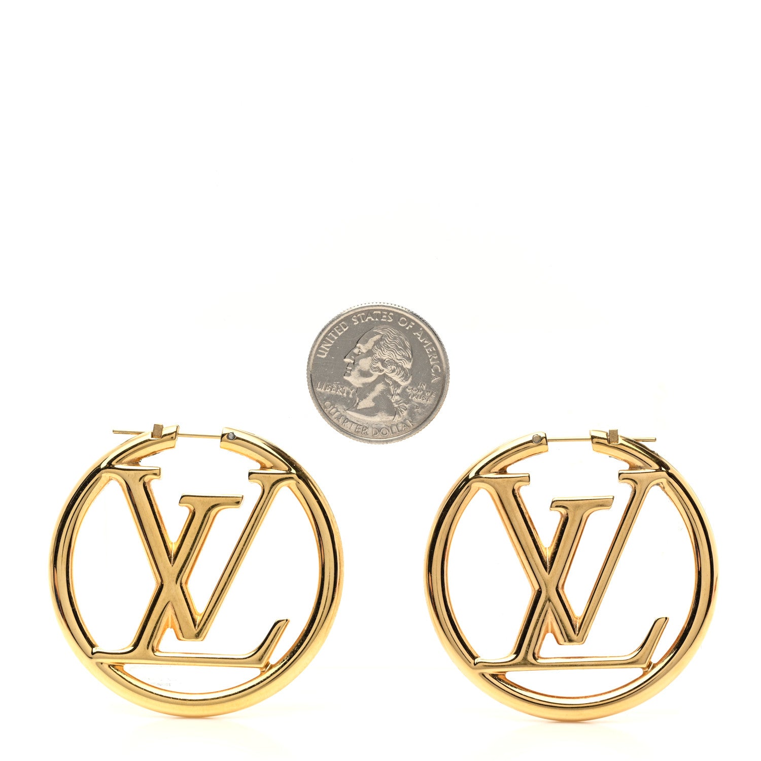 Louis Vuitton Metal Louise Hoop Earrings Gold 2 of 5