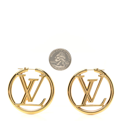 Louis Vuitton Metal Louise Hoop Earrings Gold 2 of 5