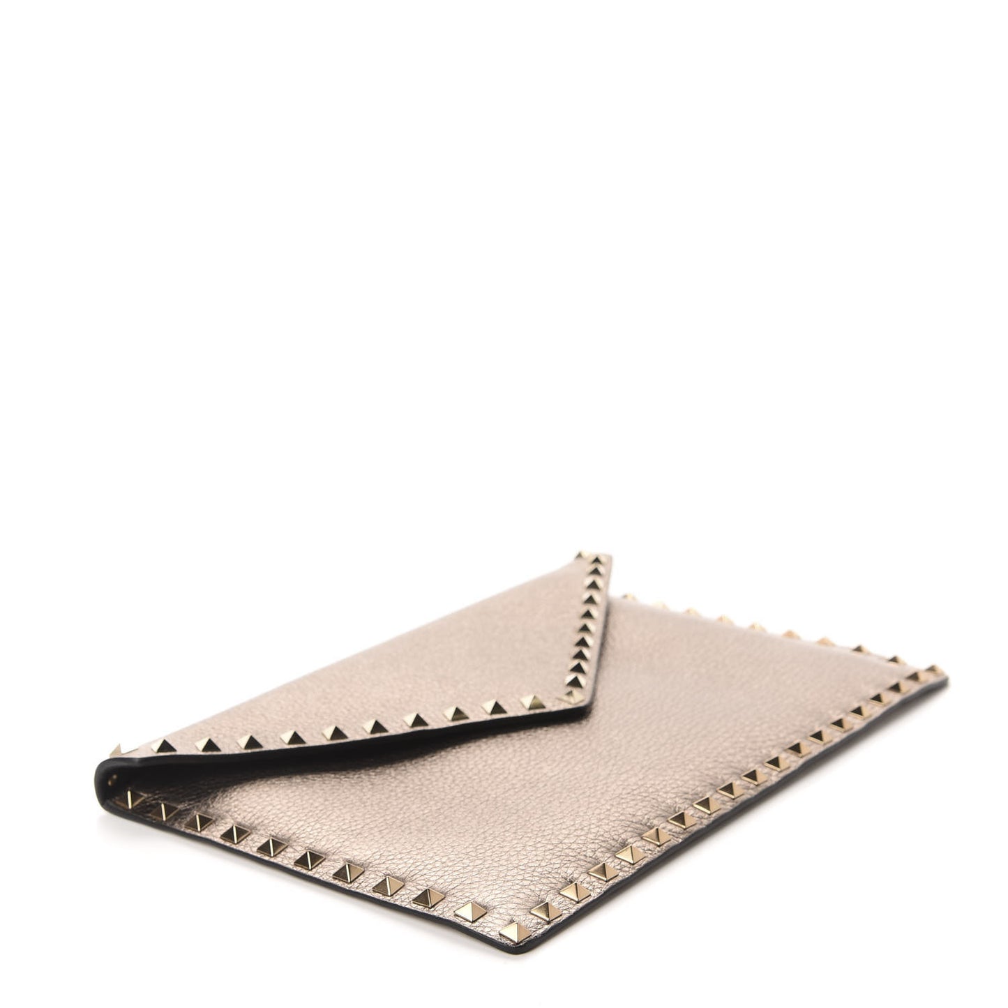Metallic Pebbled Calfskin Large Rockstud Envelope Clutch Sasso
