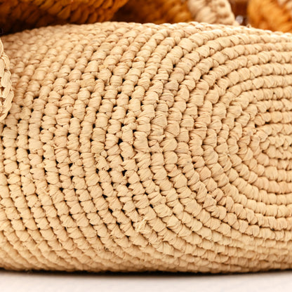 Loewe Raffia Calfskin Paulas Ibiza Ruffle Pochette Bag Natural Yellow Tan 9 of 10