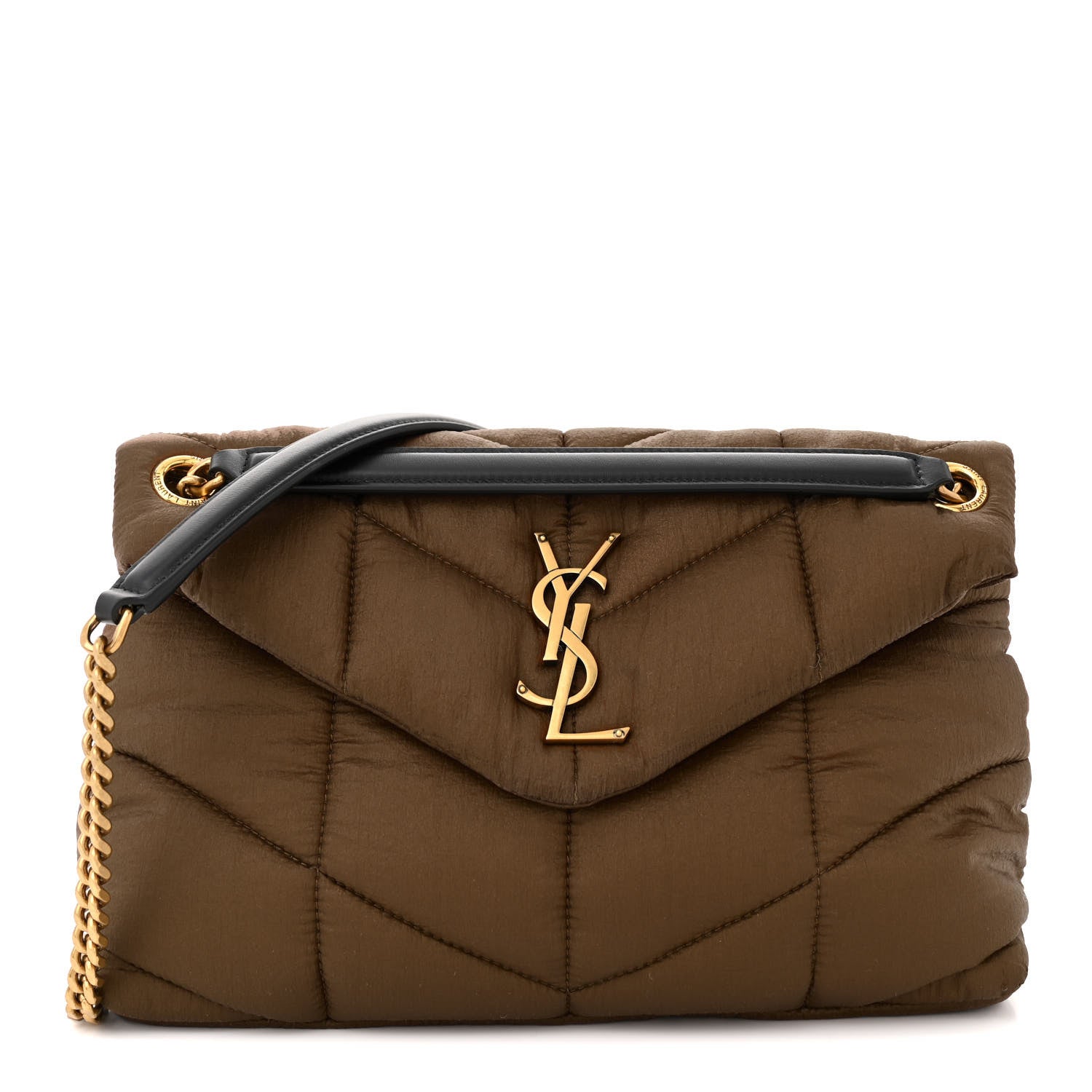 Saint Laurent Nylon Quilted Small Loulou Puffer Monogram Chain Satchel Tetri Brown 1 of 11