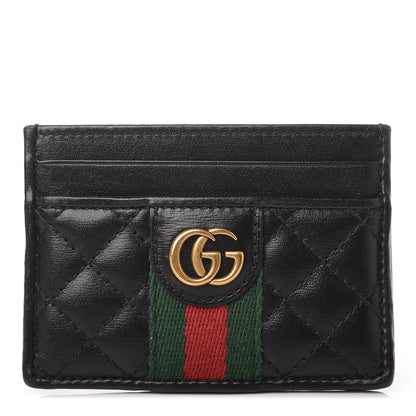 Gucci Calfskin Web Trapuntata Ophidia Card Holder Black 1 of 6
