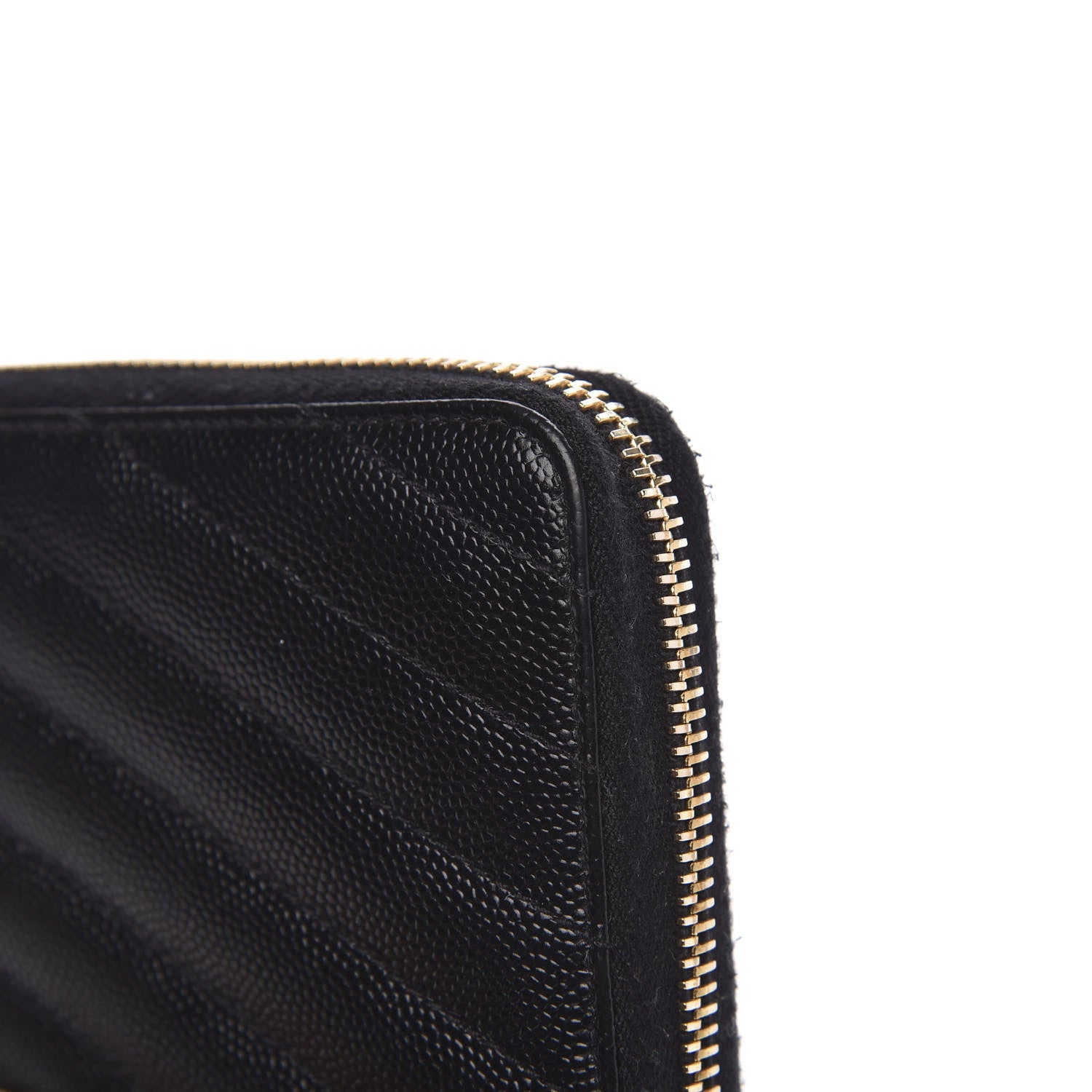 Saint Laurent Grain De Poudre Matelasse Chevron Monogram Zip Around Wallet Black 10 of 11
