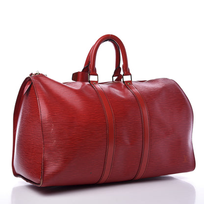 Louis Vuitton Epi Keepall 45 Castillan Red 2 of 15