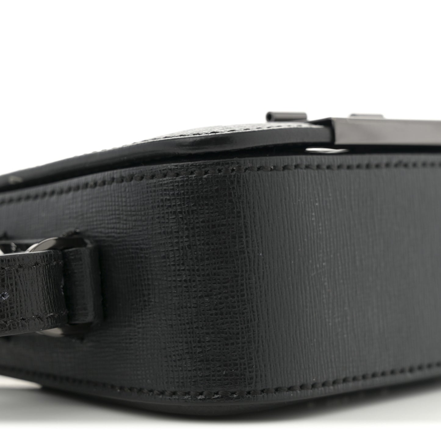 Saffiano Striped Baby Diag Binder Clip Bag Black White