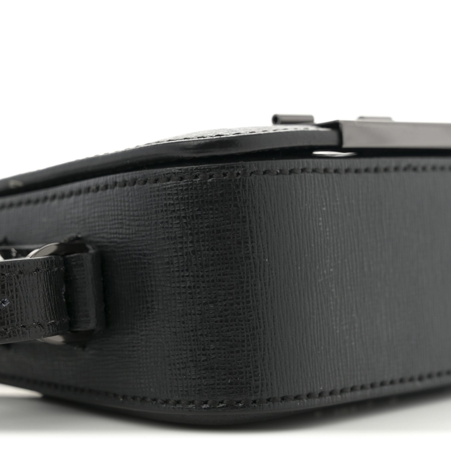 Off-White Saffiano Striped Baby Diag Binder Clip Bag Black White 8 of 12