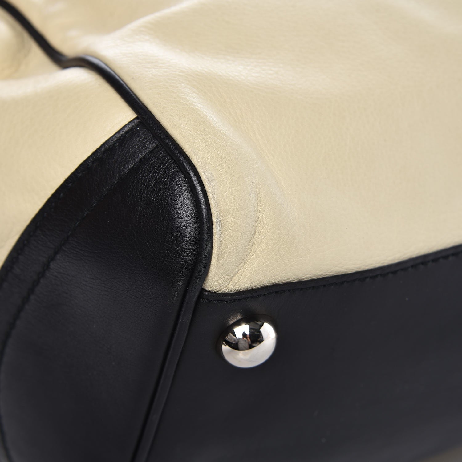 Balenciaga Calfskin Chain Lock Frame Satchel Beige Black 9 of 10