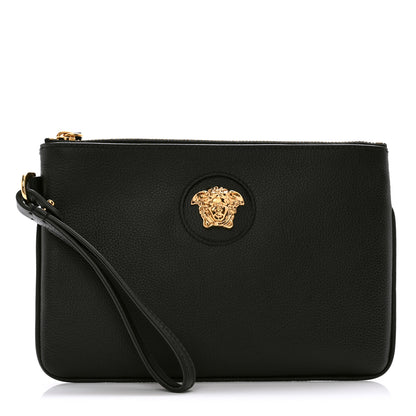 Versace Grained Calfskin La Medusa Pouch Black 1 of 7