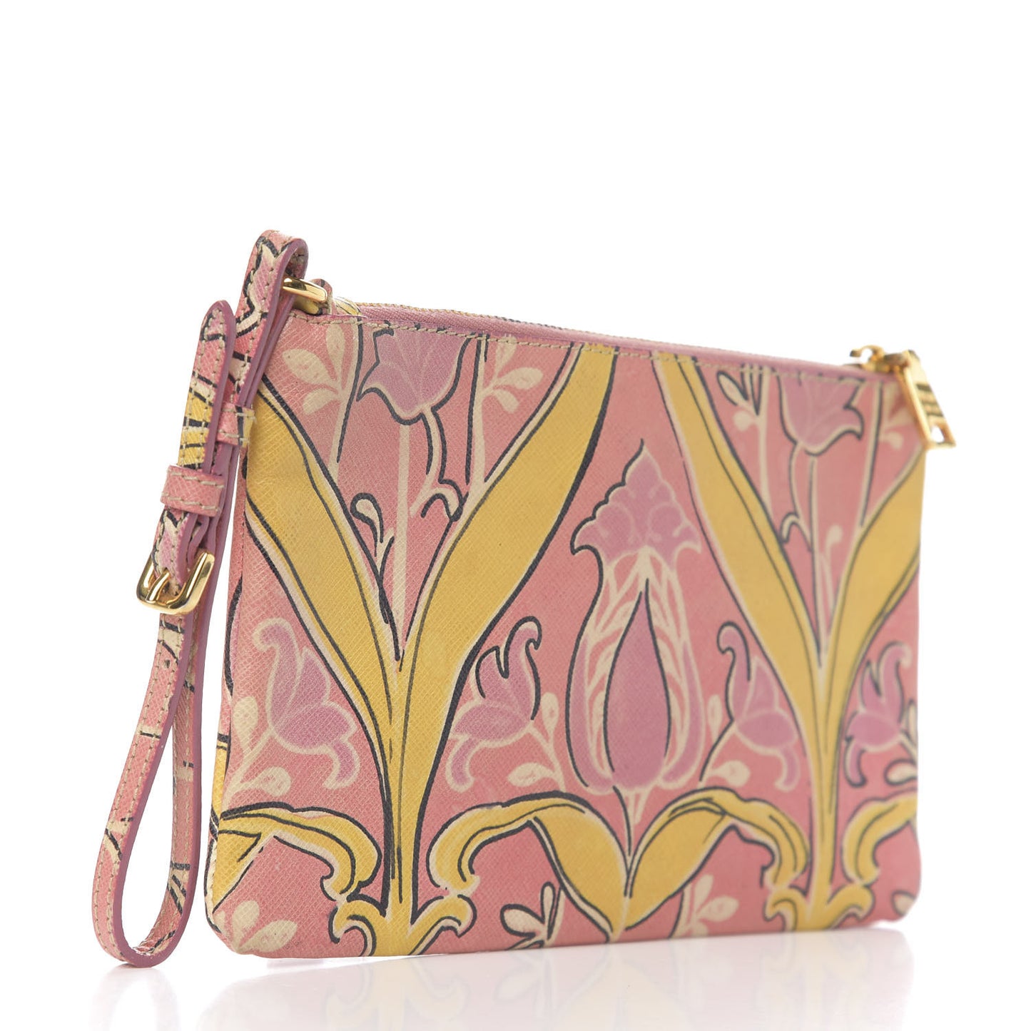 Saffiano Floral Print Wristlet