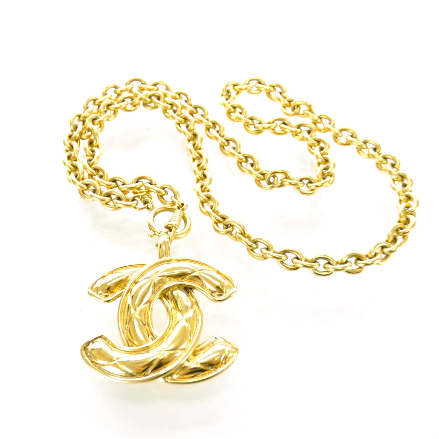 Chanel Quilted CC Long Necklace Gold 3 of 6
